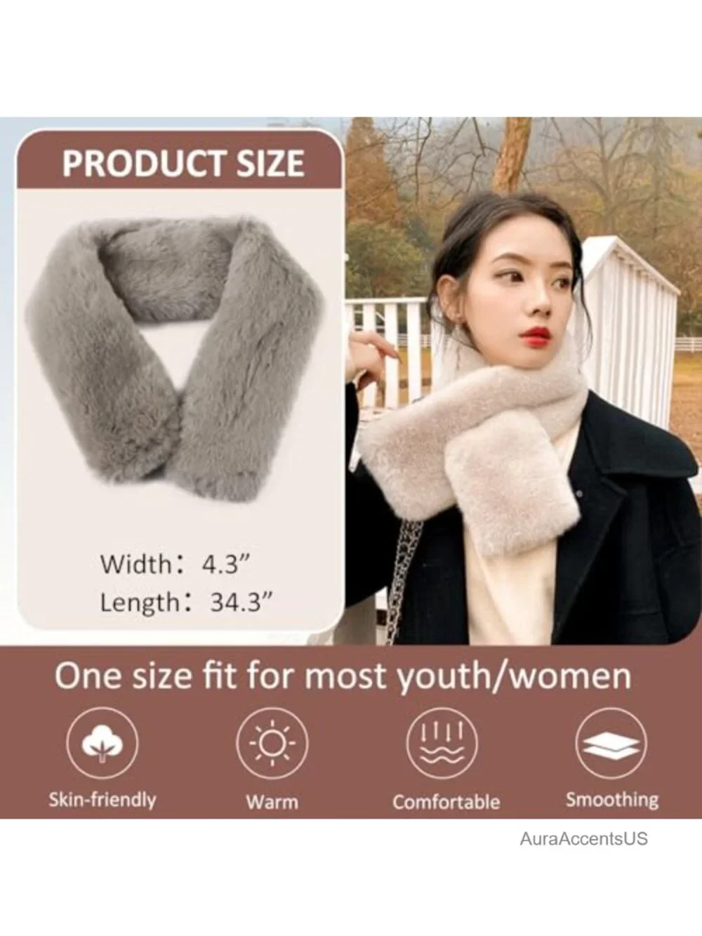 Faux Fur Winter Scarf Neck Warmer Women Wrap